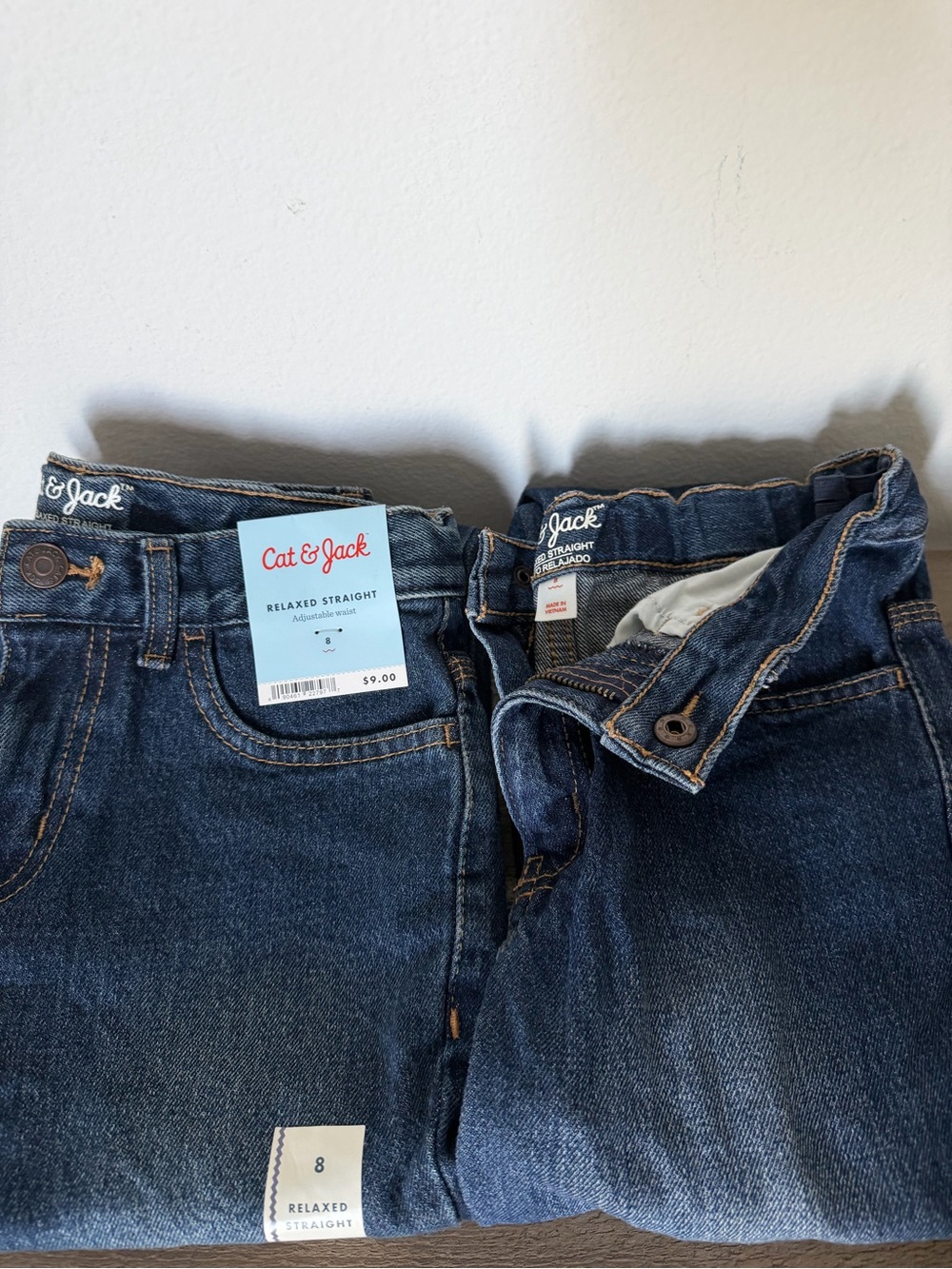 Cat & Jack Mens Relaxed Straight Jeans in Dark Blue 2 pair